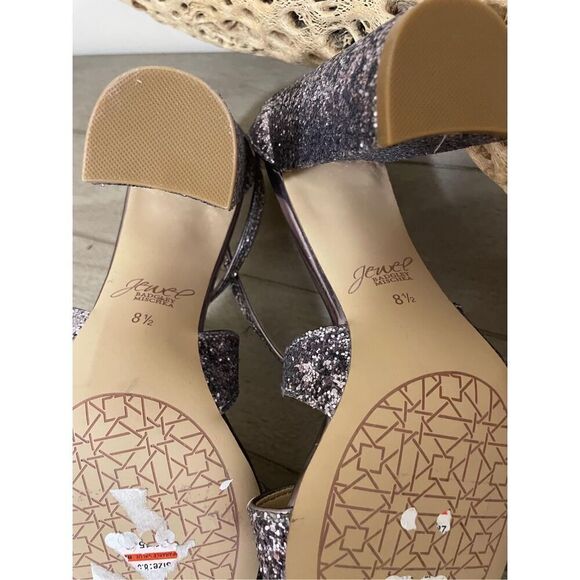 Jewel Badgley Mischka Cook Block Heel Glitter Sandal Size 8.5 new - Picture 7 of 7